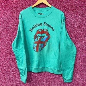 The Rolling Stones Union Jack Hot Lips Rock Band Crewneck Sweater Large